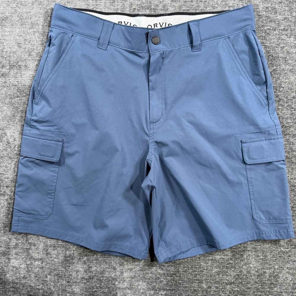 Orvis Tech Cargo Shorts Men's Size 34 Blue Performance Stretch Hike‎ Fish Camp